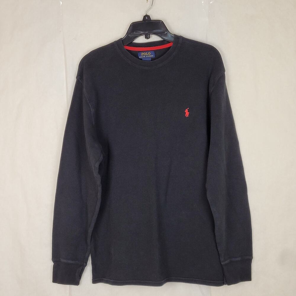 Polo Ralph Lauren black waffle knit thermal shirt Size XL Casual Preppy Minimal